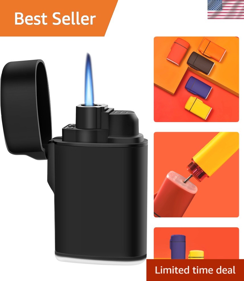 - Windproof Refillable Butane Pocket Lighter, Black