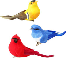 3Pcs Artificial Birds Fake Birds Decorative Hanging Ornaments Realistic Birds fo
