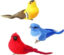 3Pcs Artificial Birds Fake Birds Decorative Hanging Ornaments Realistic Birds fo
