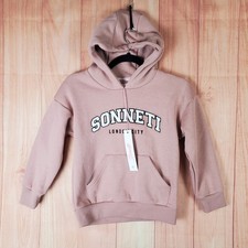 Sonneti London Girls Hoodie S 8-10 Pink Cotton Graphic Fleece Lined Ribbed