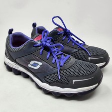 Skechers Skech-Air Sneakers Women 10 Relaxed Fit Grey Leather Mesh Purple 12104
