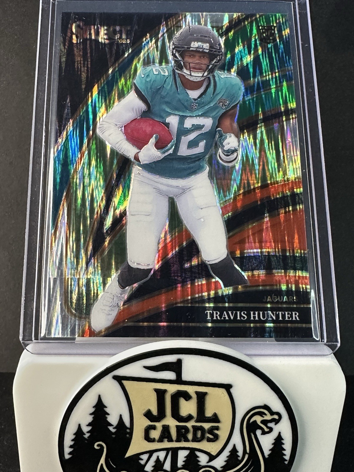 2025 Panini Select - Club Level Travis Hunter #228 Green & Red Shock Prizm (RC)