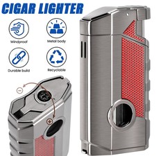 3 Jet Flame Zigarrenfeuerzeug, Winddicht Zigarren Feuerzeuge Sturmfeuerzeug