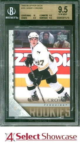 2005 UPPER DECK #201 SIDNEY CROSBY RC YOUNG GUNS PENGUINS BGS 9.5