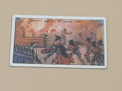CANADIAN HISTORY 1926 Zigarettenkarte Imperial Tobacco MASSAKER & FIRE AT LACHINE