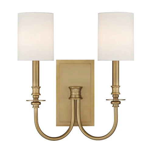 Crystorama Lloyd 2 Light Sconce, Aged Brass/White - LLO-482-AG - Picture 1 of 1