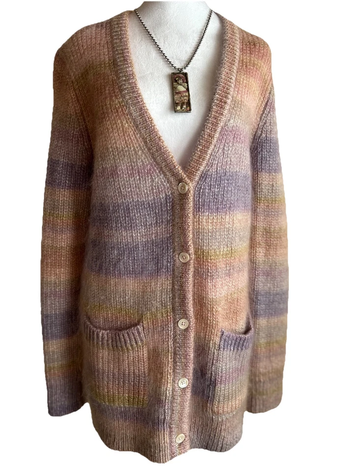 Cárdigan Largo Michael Kors S/M Pastel Mohair Seda Carrera Casa Romántico Nuevo sin Etiquetas Foto 2 de 4