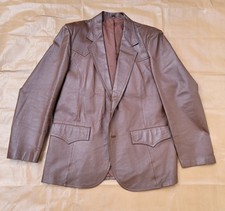 Vintage 70s Pioneer Wear Leather Blazer Jacket 44r Western Brown