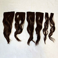 Dark Brown Wavy Clip In Hair Extensions 20 Inch 6 Pc Synthetic NEW