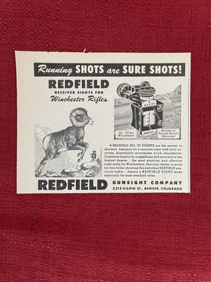 Redfield Receiver Sights 1948 Print Ad For Winchester #70 Advertisement