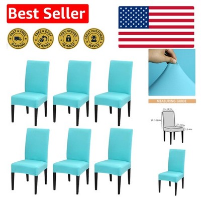 6 Pack Sky Blue Stretch Spandex Chair Covers, Removable & Washable Protectors