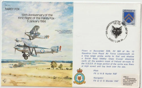 3/1/1984 UK GB Flown Cover - Royal Air Force - B15 - Fairey Fox