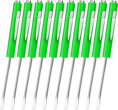 10 Pieces Pocket Screwdriver Mini Tops and Pocket Clips Magnetic Slotted Small S