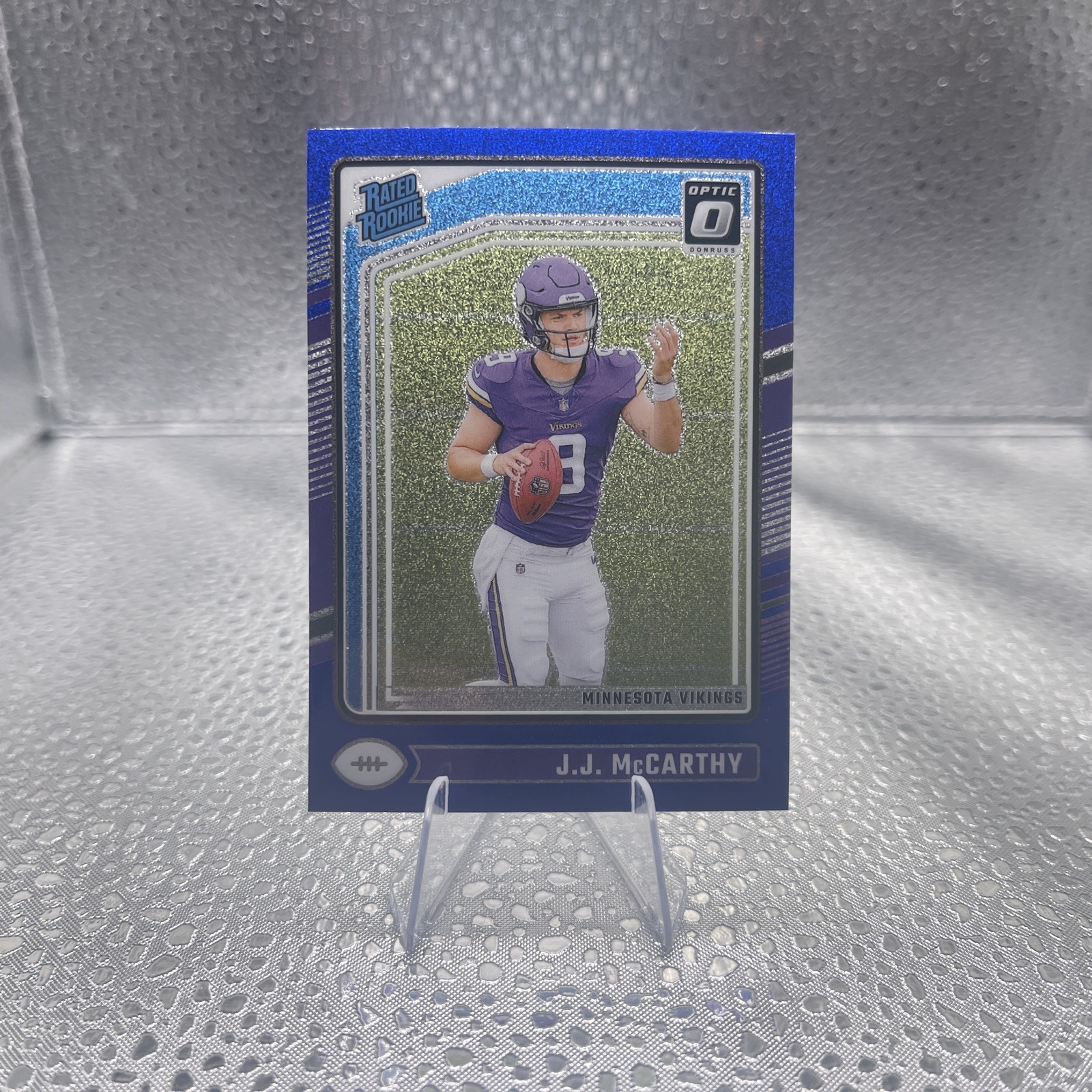 2024 Panini Donruss Optic - Rated Rookie J.J. McCarthy #235 Blue Glitter