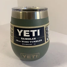 YETI 10oz Wine Tumbler w/ Magslider Lid Camp Green New