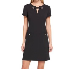 Tommy Hilfiger Black Sheath Dress Sz 16 Grommet Neck Career Office NWOT Classic