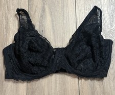 Black DOBREVA Lacy Underwire Plunge Bra Size 42DD