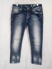 Womens Miss Me JE8036SL Capri Crop Skinny Jeans Size 30 Embellish Faded