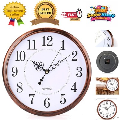 Elegante 12 Zoll Quarz Wanduhr mit braunem Zifferblatt - nicht tickendes Design