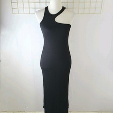 Simon Miller Womens Dress Large Made In USA Mawga Black Ribbed Asymmetrical Neck