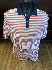 Peter Millar Crown Crafted Men  s Size XL Pink Striped Polo Shirt