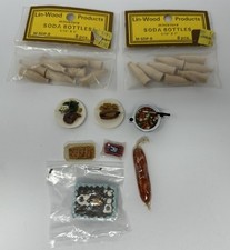 Vintage Lot Dollhouse Miniature Food Items Hot Dog Cake Soup Steak Soda Bottles