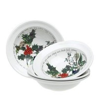 Portmeirion Holly and Ivy 6.5" Cereal Bowls (Set of 6) - Dishwasher & Microwave