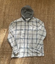 Aeropostale Flannel White With Grey Hood Attached Size Large