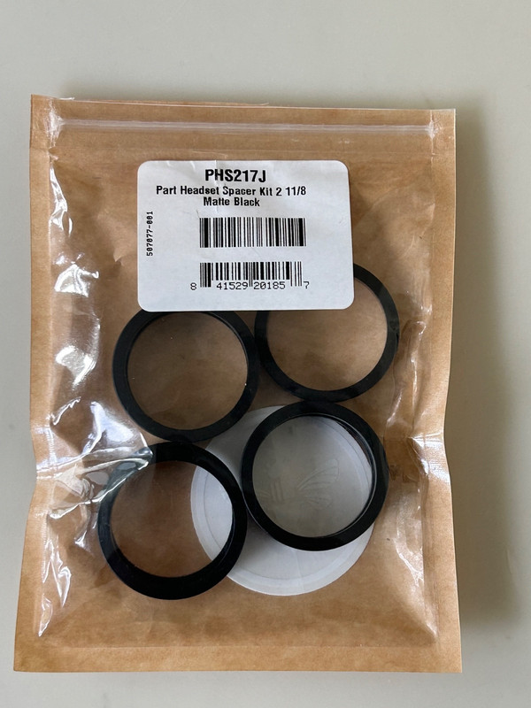 CHRIS KING headset spacer kit matte black 1 1/8" PHS217J 5 pieces Made in Oregon