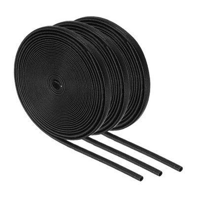 3Pcs Wire Insulation Braid Fire Sleeve,16.4Ft-3mm ID Black, High Temp Silicone