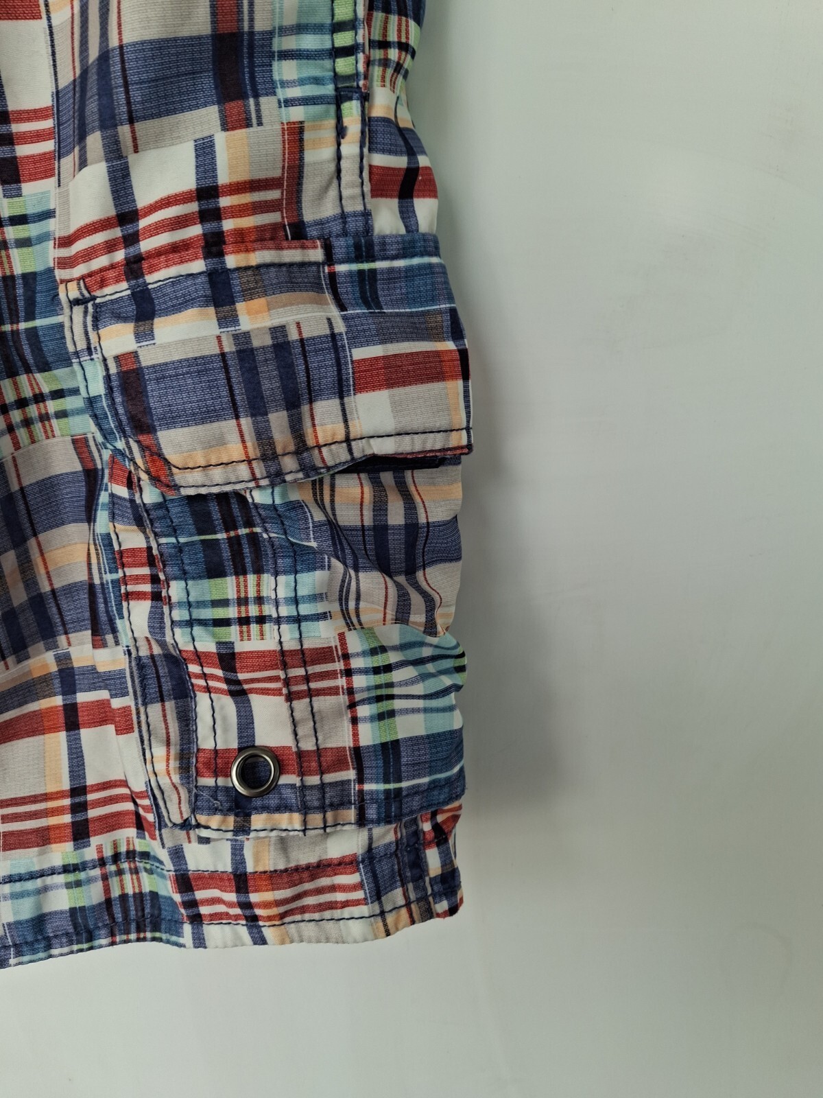 Primark Men's Multi-Coloured Plaid Cargo Shorts with Drawstring Waist ME01 image 3