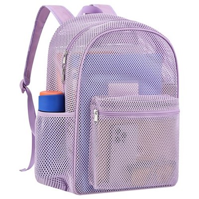 Heavy Mesh Backpack with Rain Cover,See Through Mesh Backpack for School,Beac...