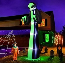 12Ft Giant Halloween Inflatable Alien Decoration with Built-In LEDs Yard Garden