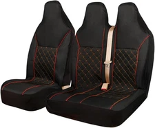Fits RENAULT TRAFIC E TECH Van Seat Cover Black With Red Diamond Quilt Lining