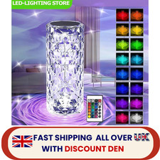 Crystal Table Lamp Diamond Rose Bar Night Light Touch Atmosphere Bedside UK