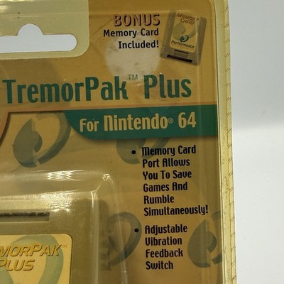 Vintage N64 TremorPak Plus Rumble Pak Memory Card Sealed Nintendo