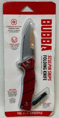 Bubba Sculpin Snips Folding Knife Line Cutter Fishing Pocket Knife G10 Red - NEW