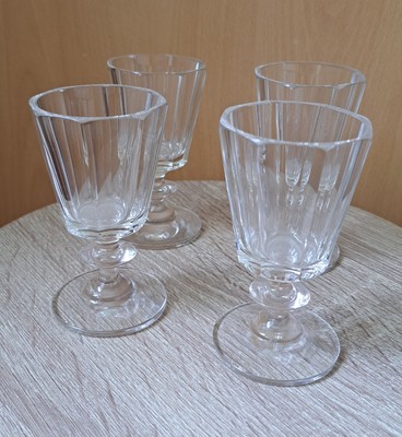 Art Deco Vintage Faceted Glass Goblets   Set of 4   1930s-40s Style European...