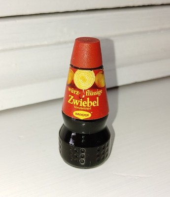 Mini Maggi Flasche 7g Flüssige Zwiebel Glas Miniatur Setzkasten Rar Kaufladen