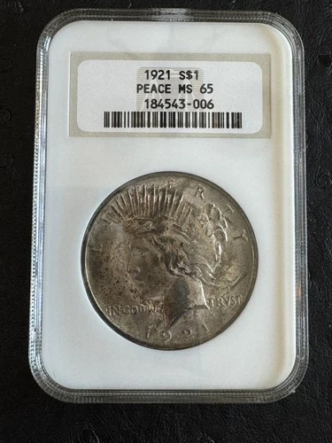 1921 High Relief Peace Silver Dollar $1 NGC Graded MS65 Nice Toning!