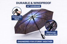 Automatic Travel Umbrella Windproof Compact Folding Rain Sun Portable 42"