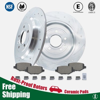 Rear Drilled Brake Disc Rotors Ceramic Pads Kit for Ford Taurus Flex Explorer