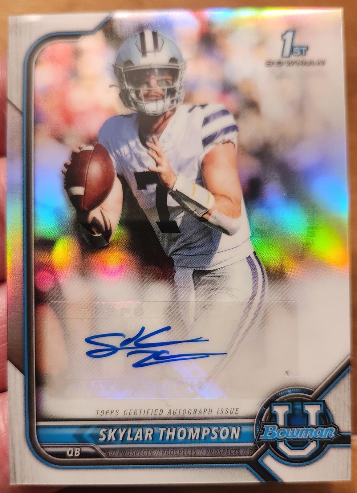 SKYLAR THOMPSON 2021-22 BOWMAN UNIVERSITY 1ST CHROME RC REFRACTOR AUTOGRAPH