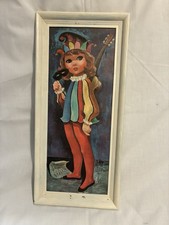 Vtg Goji Harlequin Girl Big Eye Print 1960s In Frame