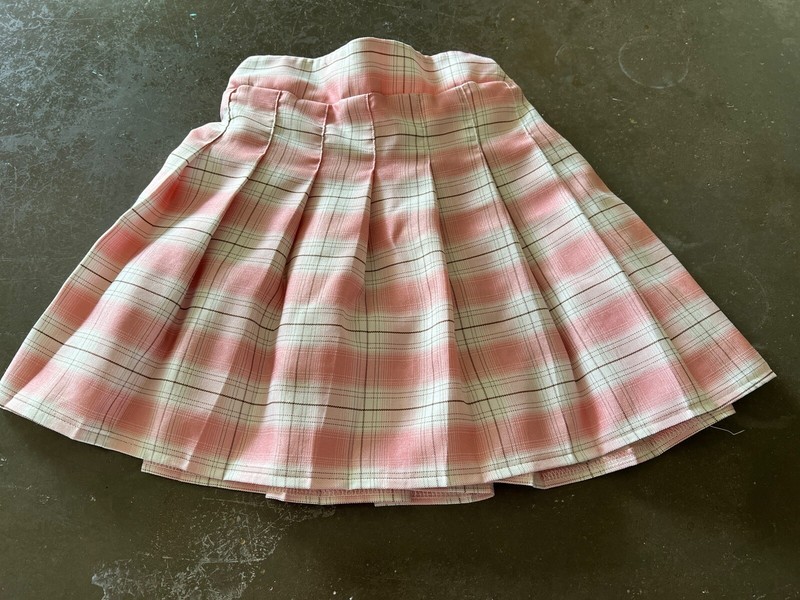 Girls Pink/ Ivory/ Brown Pleated Skirt SHEIN Size 7/8 Built In Short