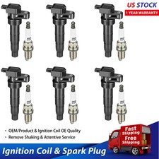 6X Ignition Coils + 6X Spark Plugs for 06-10 Hyundai Sonata V6 3.3L C1544 UF546