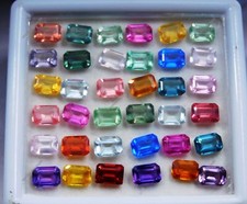 14 Pcs Emerald Cut 7x5 mm Natural Mix Color Sapphire CERTIFIED Gemstone Lot.