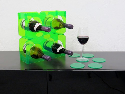Flat Pack Wine Rack With 6 Coasters - Picture 2 of 15