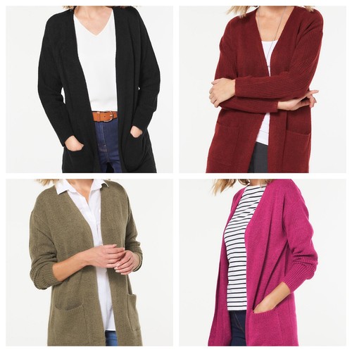 Bonmarche Edge To Edge Long Cardigan Black Red Khaki Pink UK 20 22 24 | eBay