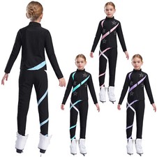 Kids Girls Sportswear Stand Collar Tracksuit Zipper Outerwear With Pants Yoga
